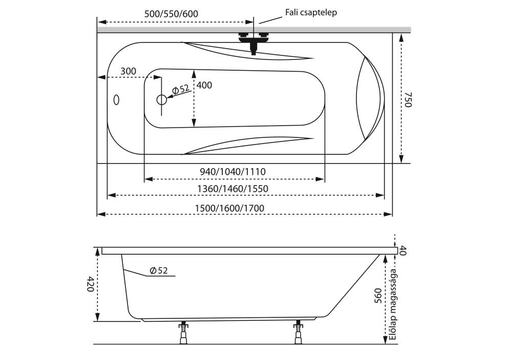 Rovná vaňa Sortiment