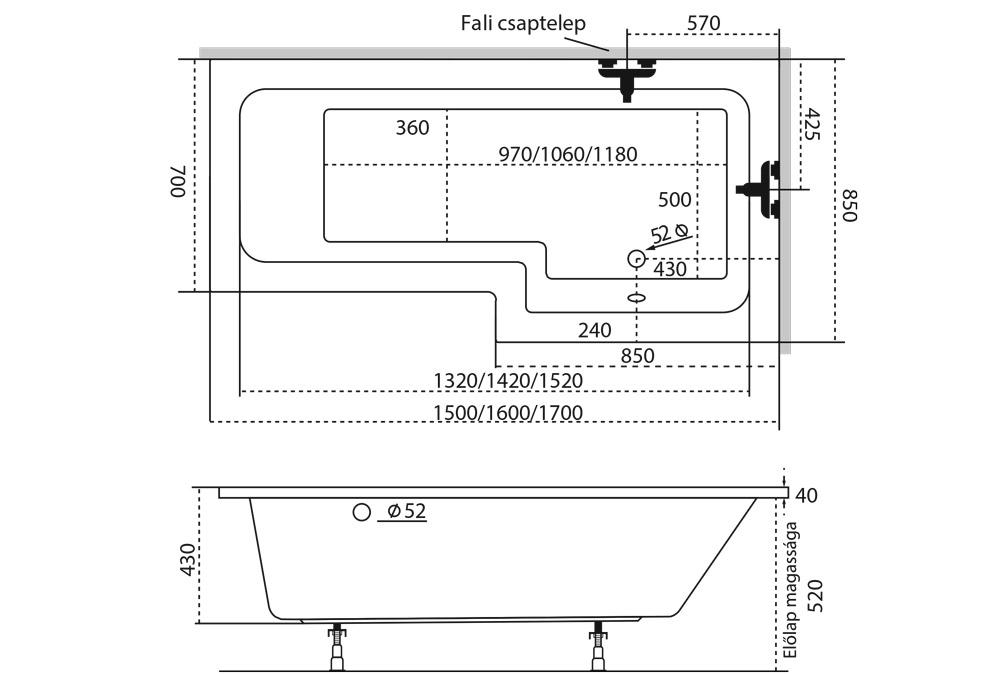 Asymetrická vaňa Linea