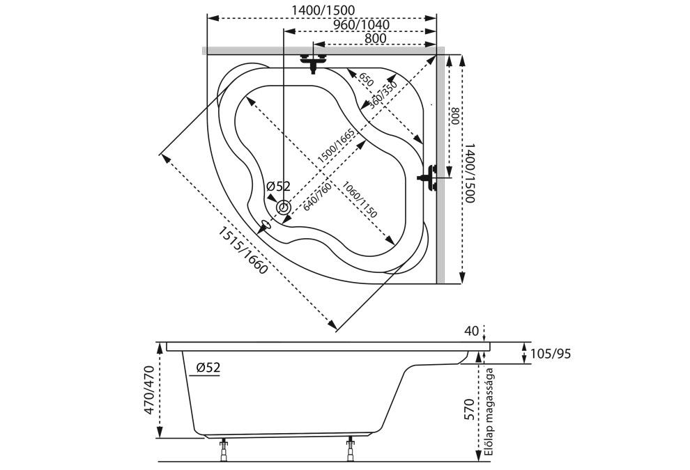 Rohová vaňa Samanta
